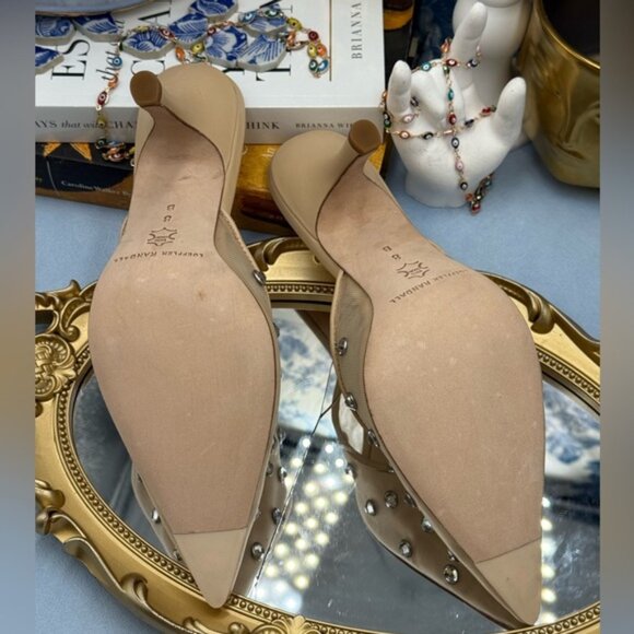 🆕 LOEFFLER RANDALL 🧿 NWOT Paloma Mesh Mid-Heel Mules, Cream/Clear, Sz 8 - Picture 13 of 14
